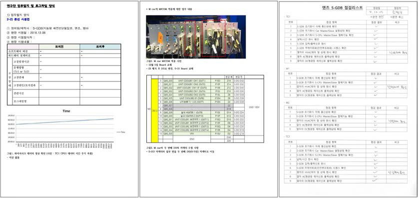 지능형 통합제어배전반 본선시험 전/후 자체점검 결과기록