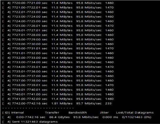 성능시험 결과 - Iperf 성능시험 결과