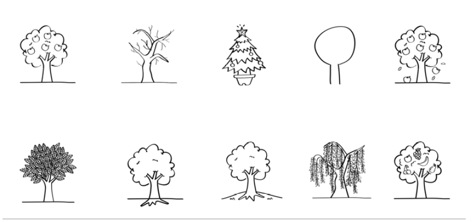 사용자의 정서적 심리를 상징하는 나무 그림 10종 디자인 탬플릿 연구
