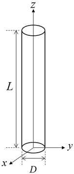 Euler 좌굴 문제 E=210GPa,υ=0.28,L=200mm,D=10mm