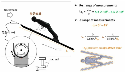 활공자세 모델 풍동실험 구성