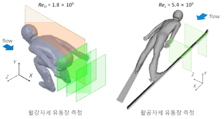 활강자세 및 활공자세에 대한 PIV 측정 개략도