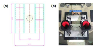 활강 자세 고정 장치 (a) 설계도면; (b) 실제장치