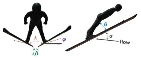 스키점프 선수 활공 시 자세 분석에 사용된 변수들