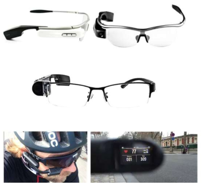 시중에 판매되는 스마트 글래스 - Garmin Varia Vision Display (상) DigiOptix Smart Glasses (중) P-wolf G1 Smart Glasses (하)