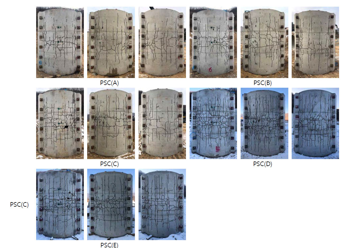 Crack patterns of PSC specimens