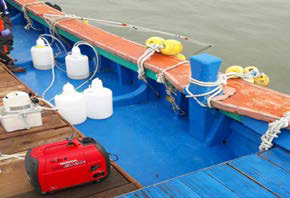 An example of water sampling on board