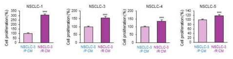 항암제 내성세포 유래 CM의 폐암세포 성장 촉진 효과