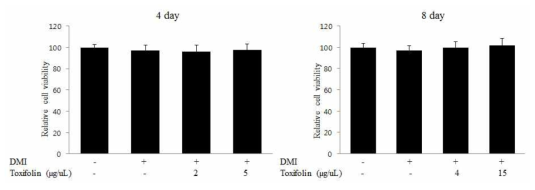 Toxifolin 처리에 의한 3T3-L1의 세포 생사능 검사