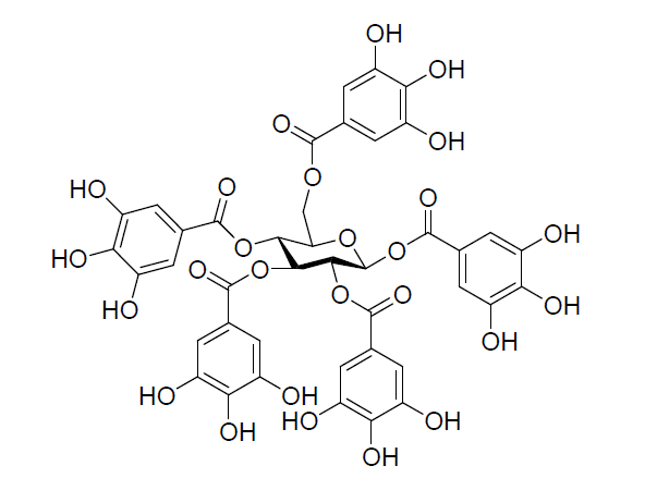 Structure of 1,2,3,4,6-Penta-O-galloyl-b-D-glucose