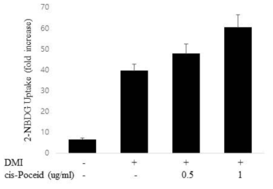 cis-Poceid에 처리에 의한 지방세포 내 Glucose uptake