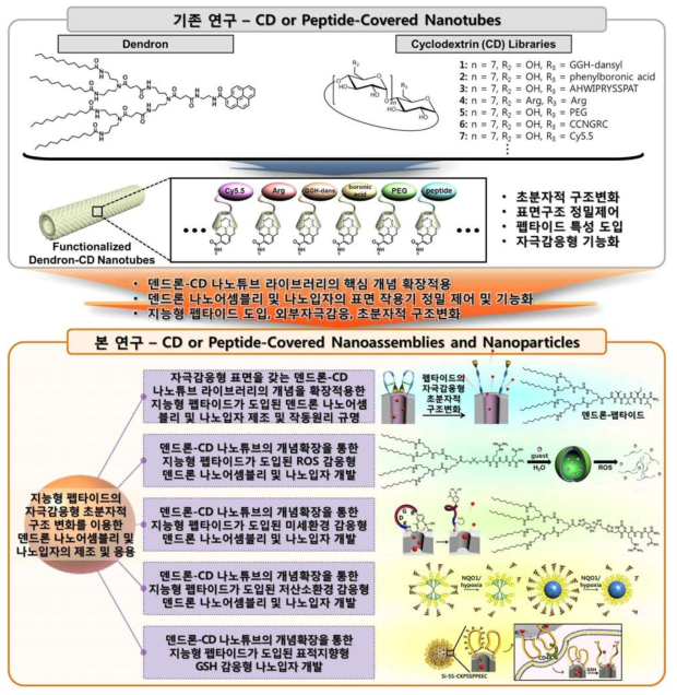 지능형 펩타이드의 자극감응형 초분자적 구조 변화를 이용한 덴드론 나노어셈블리 및 나노입자의 제조 및 응용연구의 개요