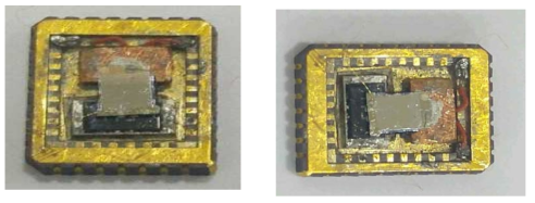 Chip-Set holder에 장착된 Pt 금속, Al/Au 증착한 Bi2Se3/GaAs 시료