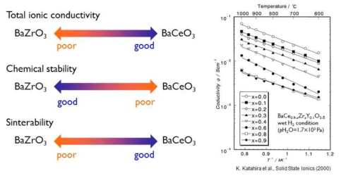 프로톤 전도성 세라믹 벌크 소재의 물성 파악