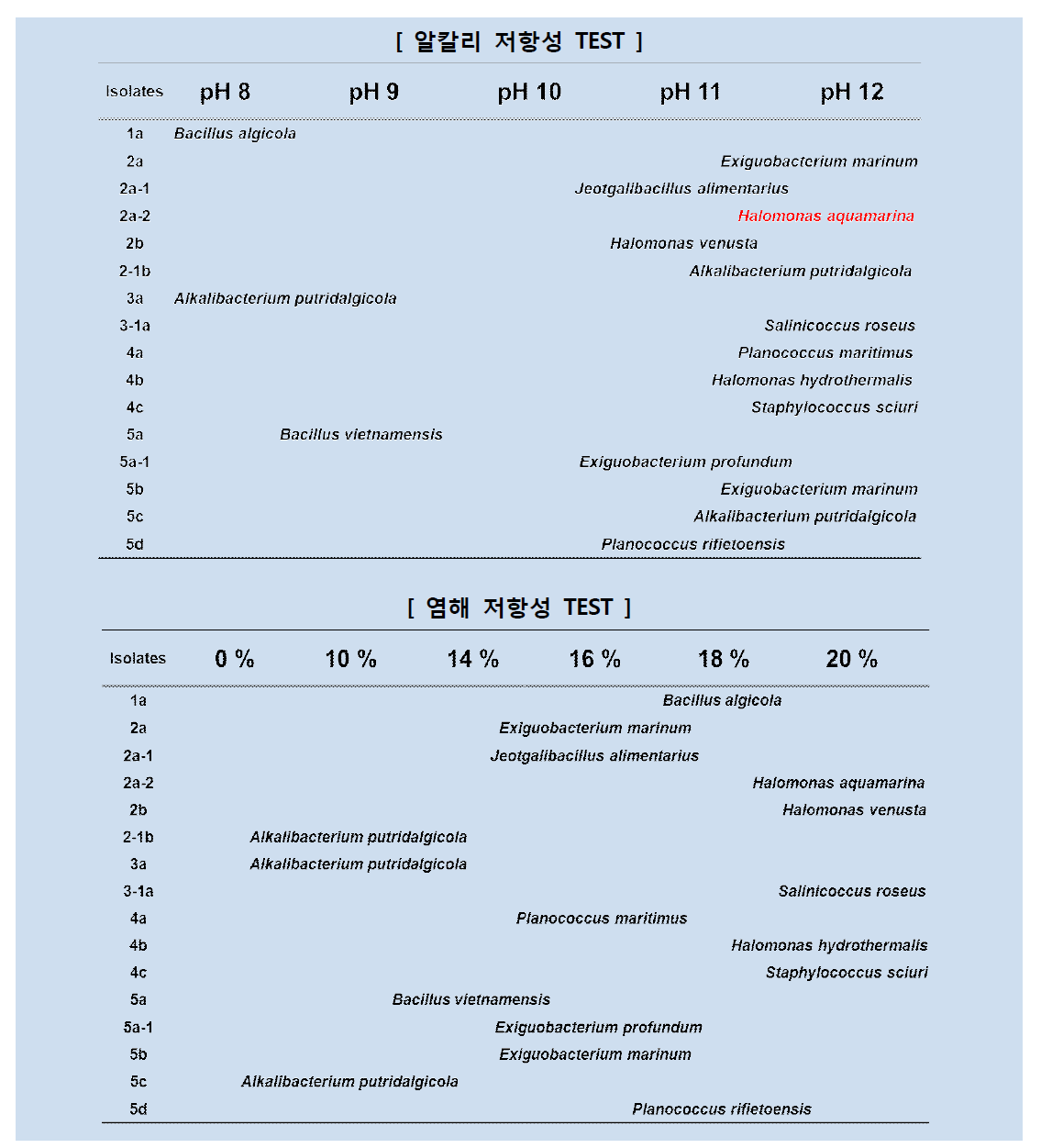 알칼리 및 염해 저항성 TEST 결과