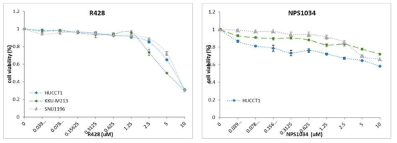 AXL inhibitor에 따른 세포생존 분석을 위한 MTT assay