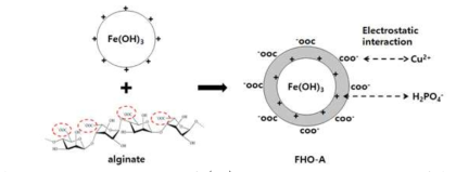 A schematic illustration of Cu(II) and phosphate removal on HFO-A