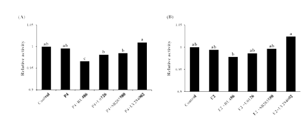 Effect of progesterone, 17β-estradiol, and signaling inhibitors on PAs activity in porcine endometrial epithelial cells (p<0.05)
