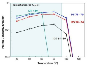 sPEEK의 술폰화도에 따른 양성자 전도도