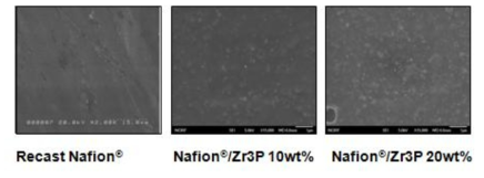 Nafion/Zr3P 나노복합전해질막의 SEM