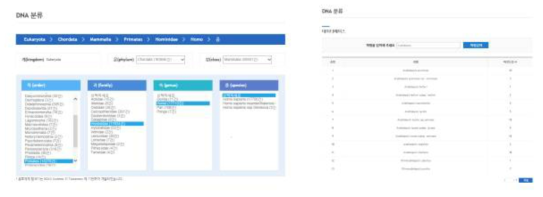 분류체계 탐색기와 학명검색기