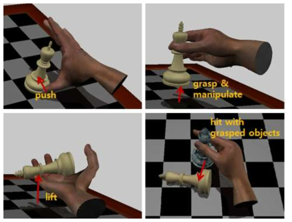 손을 이용한 다양한 물체 상호 작용