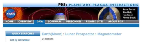 NASA에서 제공하는 달 관측 자료의 Web Data Base. (NASA, 홈페이지)