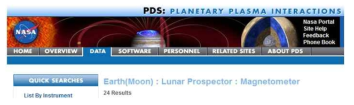 NASA에서 제공하는 달 관측 자료의 Web Data Base (NASA 홈페이지)