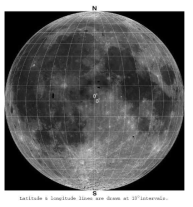 달의 앞면을 위도, 경도 10도 간격으로 나눠놓은 지도