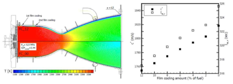 막 냉각에 따른 연소 성능 변화