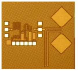 온칩안테나와 저잡음증폭기 결합 칩 사진