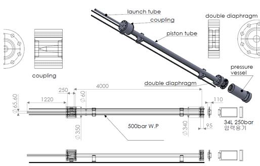 설계된 2 stage light gas gun