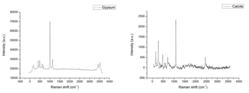 Gypsum의 Raman 스펙트럼 그림 39 Calcite의 Raman 스펙트럼