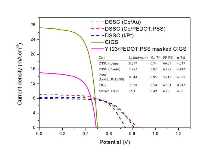 DSSC와 CIGS 태양전지 전류-전압 성능