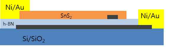 Graphene gate를 사용한 SnS2 TFT 단면도