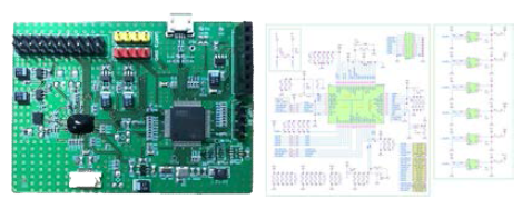 고집적 capacitance chip 기반의 모듈화 작업 진행 중인 PCB 및 설계도