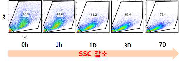 시간에 따라 SSC 값이 감소하고 있음