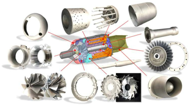 초소형 가스터빈엔진 3D 프린팅 제작 구성품