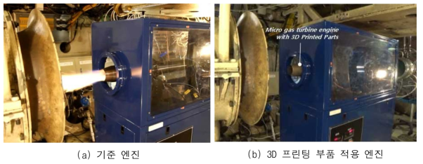기준 엔진 및 3D 프린팅 엔진 적용 성능시험(시동 구간)