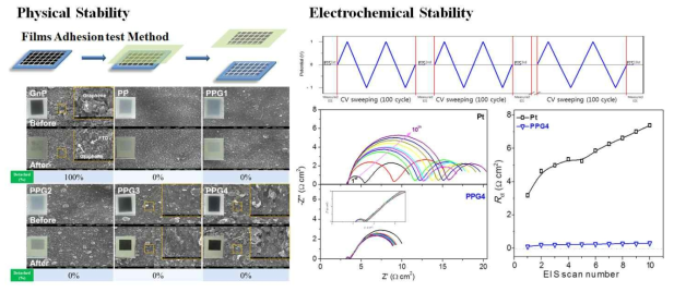 전도성 폴리머/그래핀 상대전극의 물리/전기화학적 안정성 평가