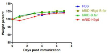 Weight change after first immunization