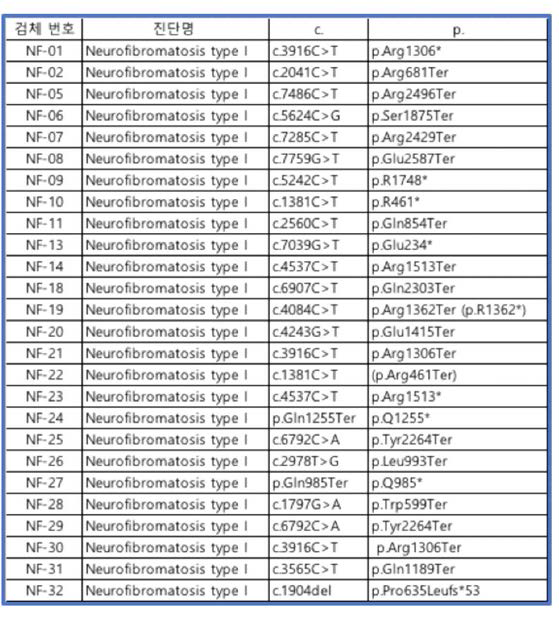 신경섬유종증 1형 환자에서 게놈 DNA 기반의 장 PCR 프라이머를 이용하여 높은 진단률을 달성