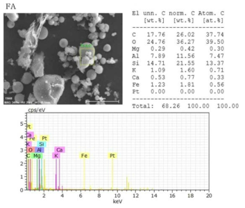 표면개질 플라이애시 EDS 측정결과
