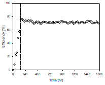 COD removal efficiency of the microbial fuel cell continuous system