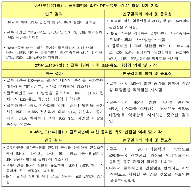 년차별 연구결과/연구결과의 의미 및 중요성