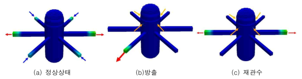 정상상태, 방출, 재관수 모드에서 유량 경계조건