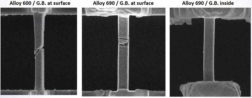 In-situ SEM tensile testing results of oxidized Alloy 600 and Alloy 690