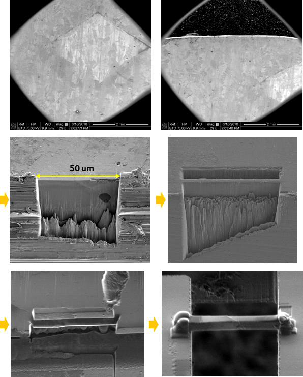 Preparation of the in-situ SEM tensile specimen