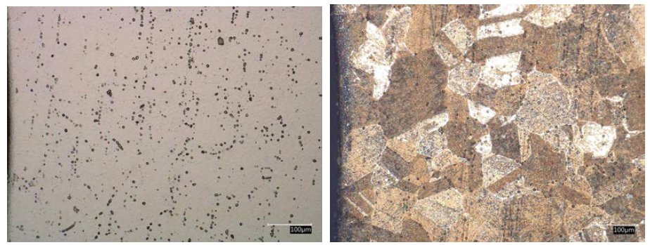 Optical images of same surface position of a tapered Ni specimen before (left) and after (right) the exposure to a primary water under 360℃ and 150 bar for a week