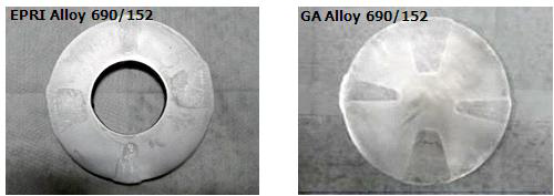 Optical micrographs showing the cross sectional views of (a) EPRI Alloy 690/152 (b) GA alloy 690/152 welds